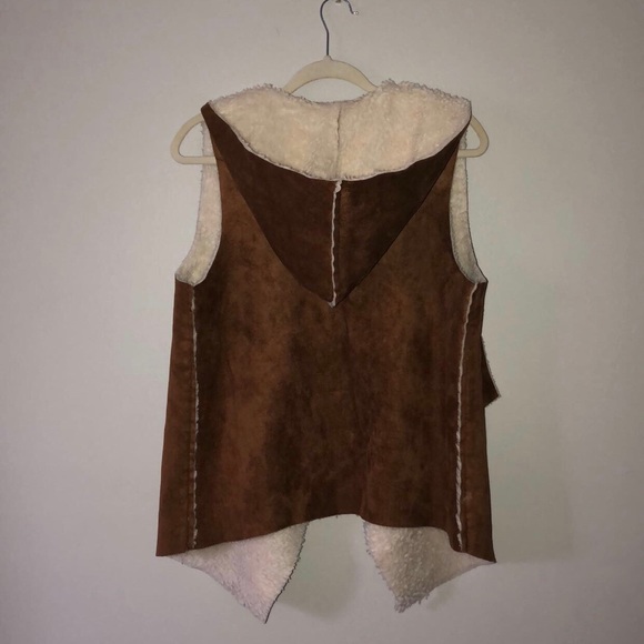Faux Suede and Fur Vest with Hood - Picture 3 of 4